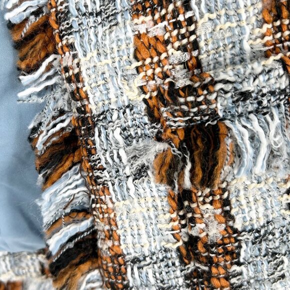 L'Agence Angelina Tweed Wool Blend Open Front Blazer in Blue/Orange Multi - Picture 7 of 9